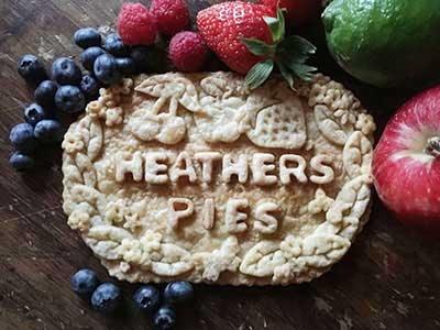 Heather's Pie with her name on the pie